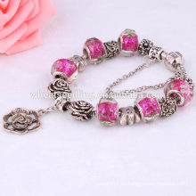 Popular recuerdo encanto rosa pulseras emoción wristband